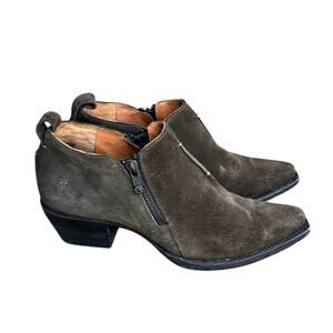 Frye | Sacha Moto Double Zipper Shooties Booties Western Fatigue Green 7.5